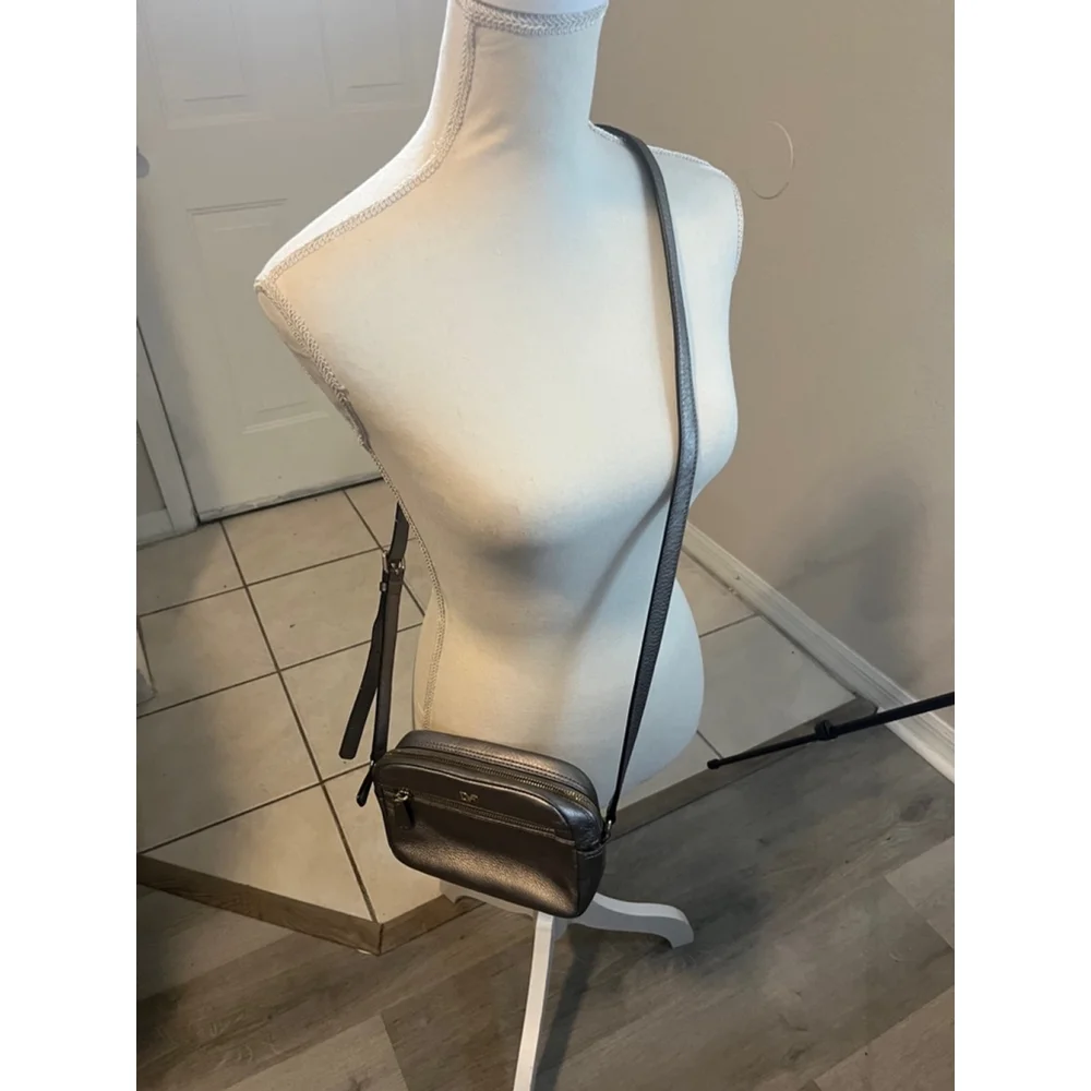 Diane Von Furstenberg Milo Mini Metallic Gray Crossbody Purse - Picture 13 of 13